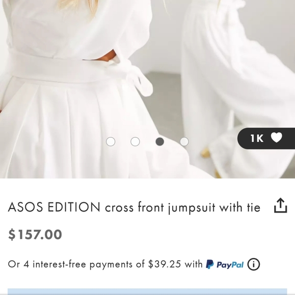 ASOS Edition white criss-cross front/halter jumpsuit with sash tie - Picture 7 of 9